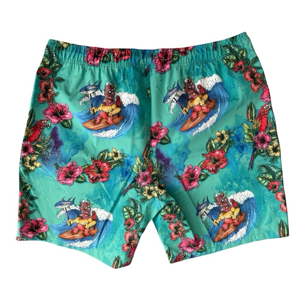 🌴 Psycho Tuna Tropical Swim Trunks – Men’s – Bright Surf Print 🌊 - Picture 2 of 6